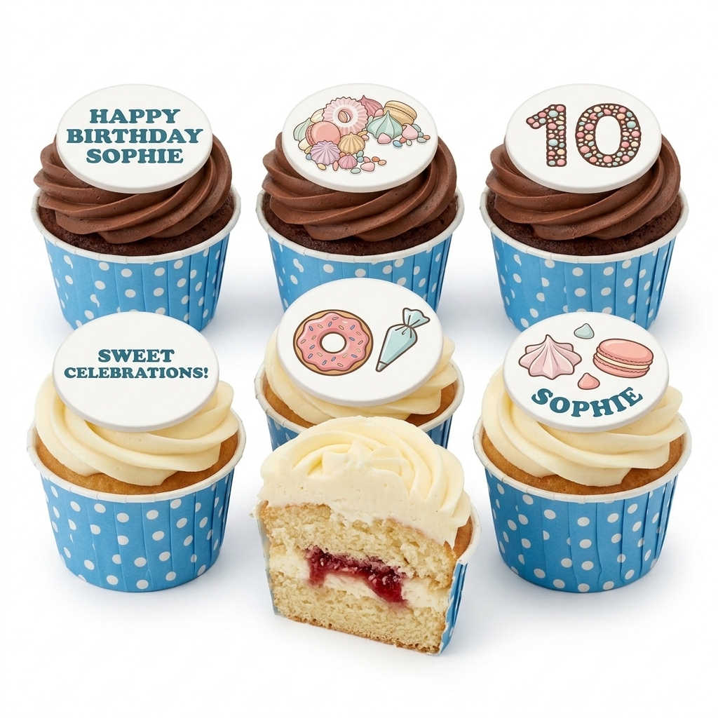 Sweet Treats Birthday Cupcakes with Custom Age Topper