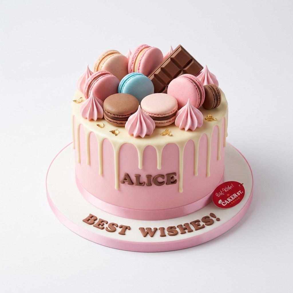 Macaron Drip Birthday Cake for Her