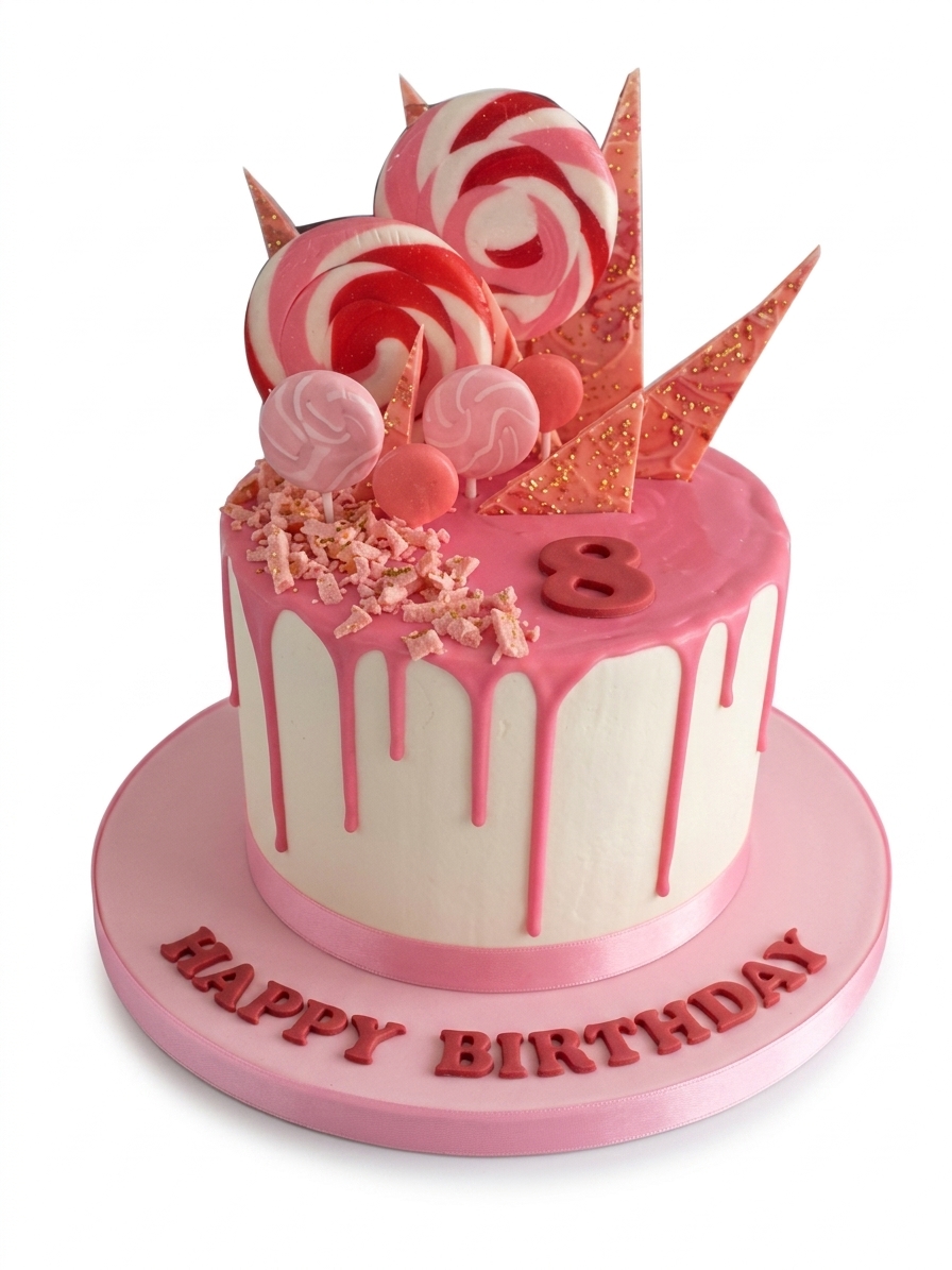 Lollipop Drip Birthday Cake with Custom Age