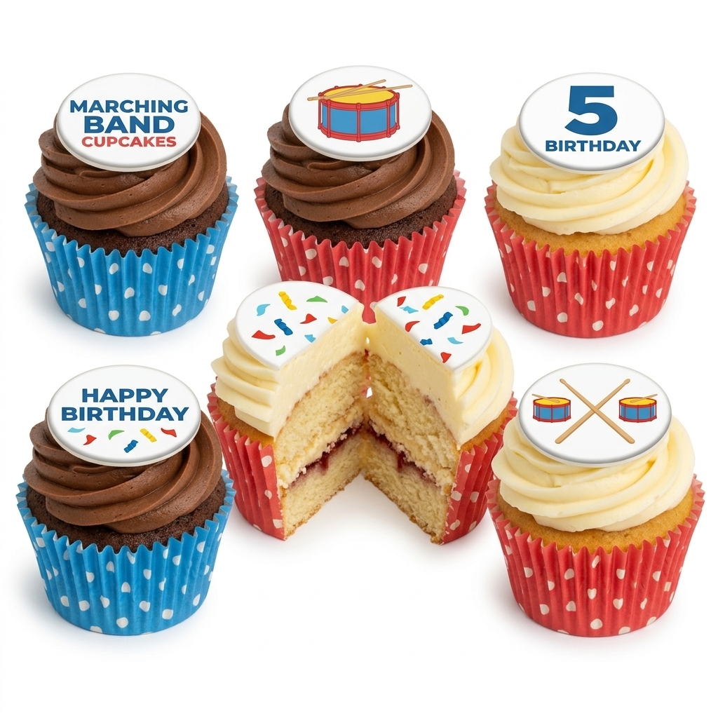 Marching Band Birthday Cupcakes with Custom Age Topper