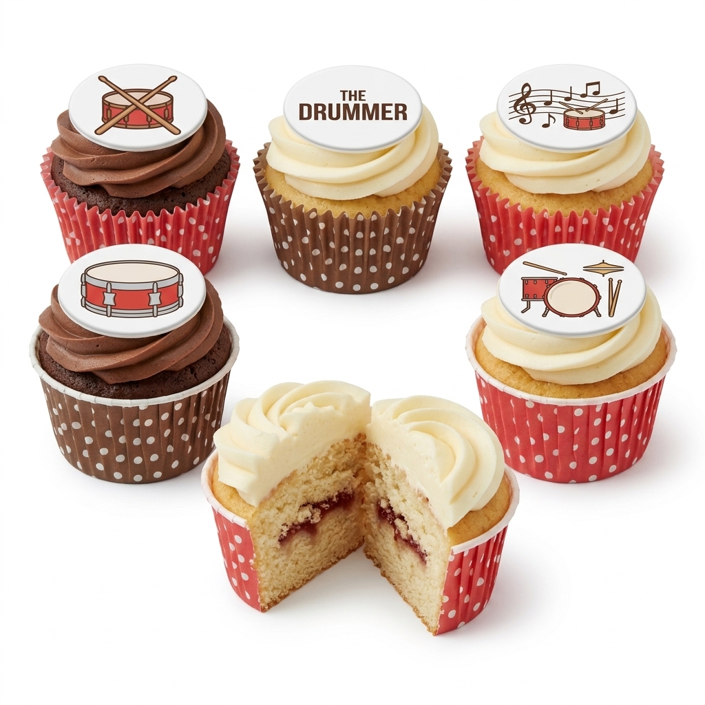 The Drummer Theme Birthday Cupcakes
