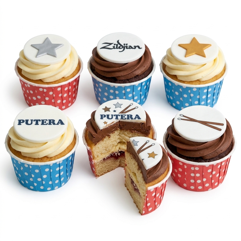 Personalised Drumming Theme Birthday Cupcakes
