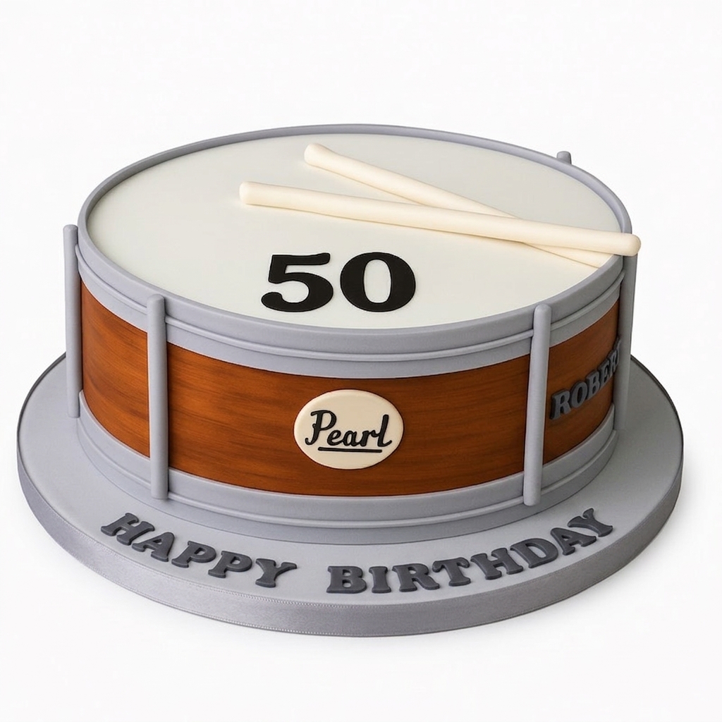 Drum Birthday Cake with Custom Age & Name