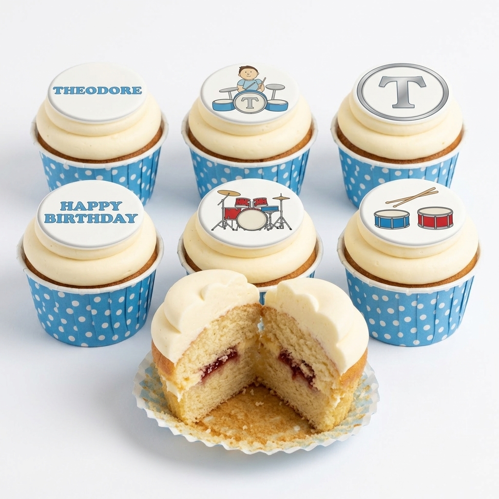 Drum Theme Birthday Cupcakes for Boys