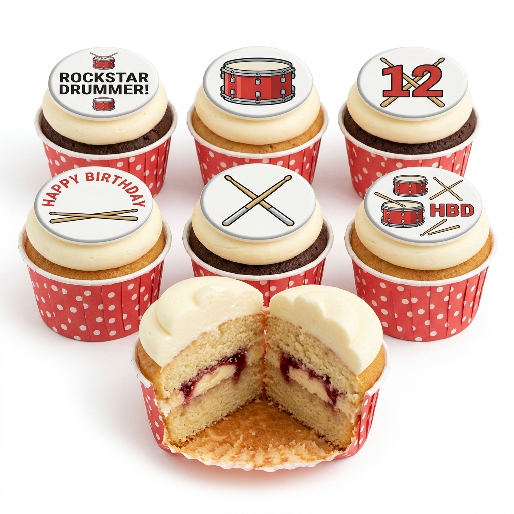 Rockstar Drumming Birthday Cupcakes