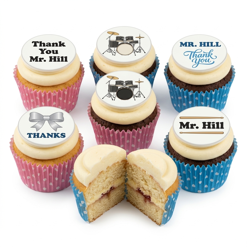 Drumming Theme Thank You Cupcakes