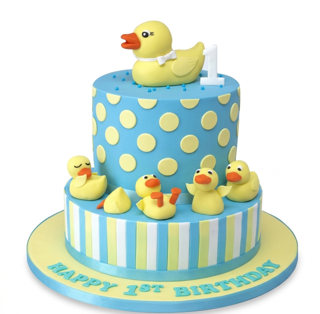 Duckling Fun 1st Birthday Cake