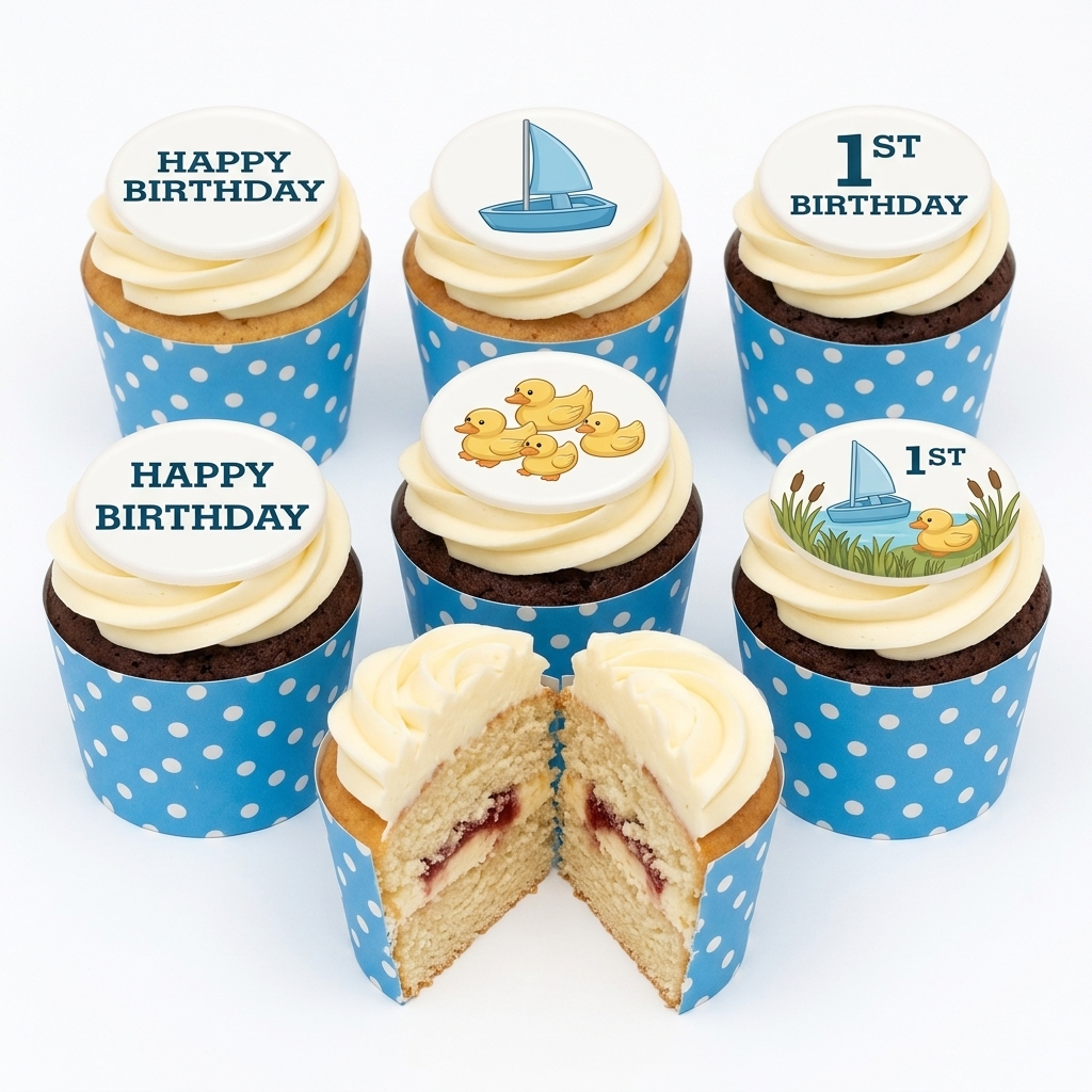 Nautical Duck 1st Birthday Cupcakes for Boys