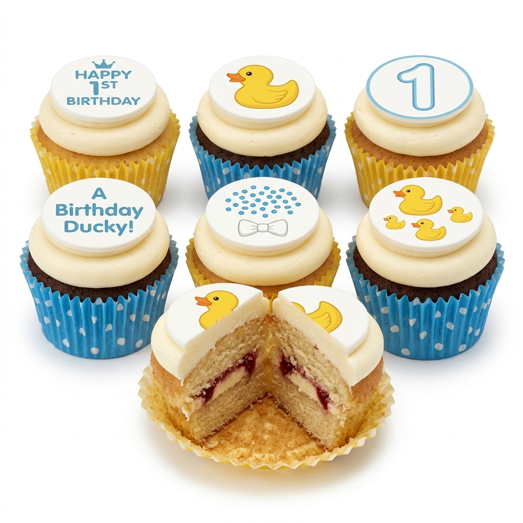 1st Birthday Rubber Ducky Cupcakes for Boys