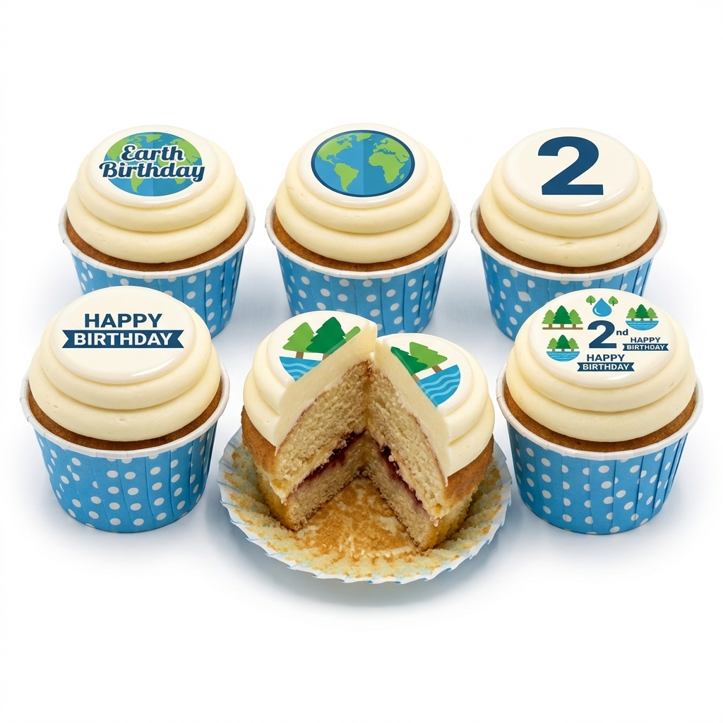 Earth Theme Birthday Cupcakes