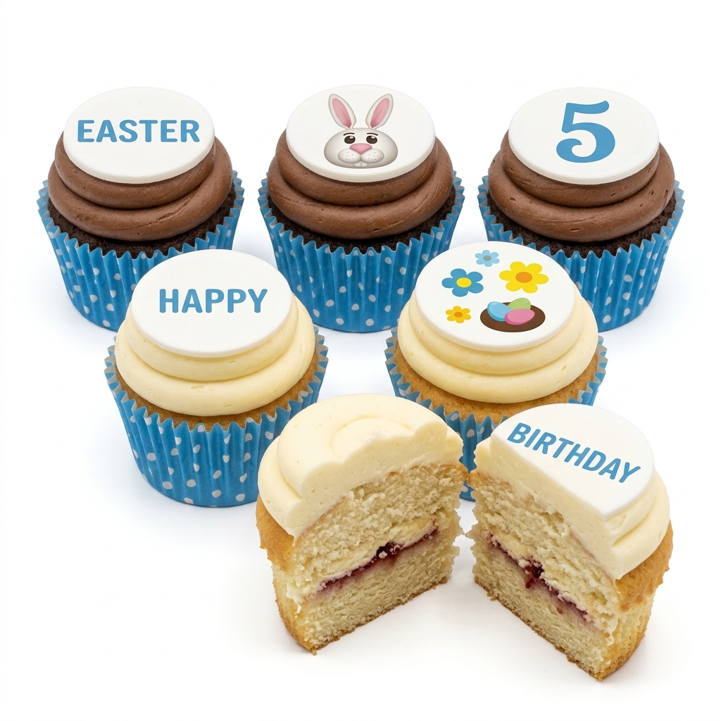 Kids Birthday Cupcakes with Custom Age Topper