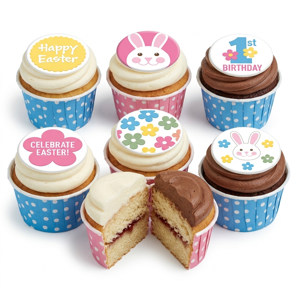 Easter Bunny Cupcakes with Flowers
