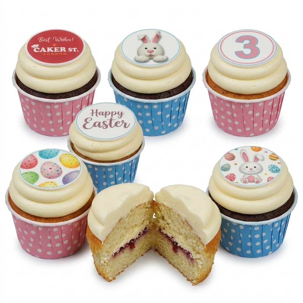 Happy Easter Cupcakes with Bunny & Egg Toppers
