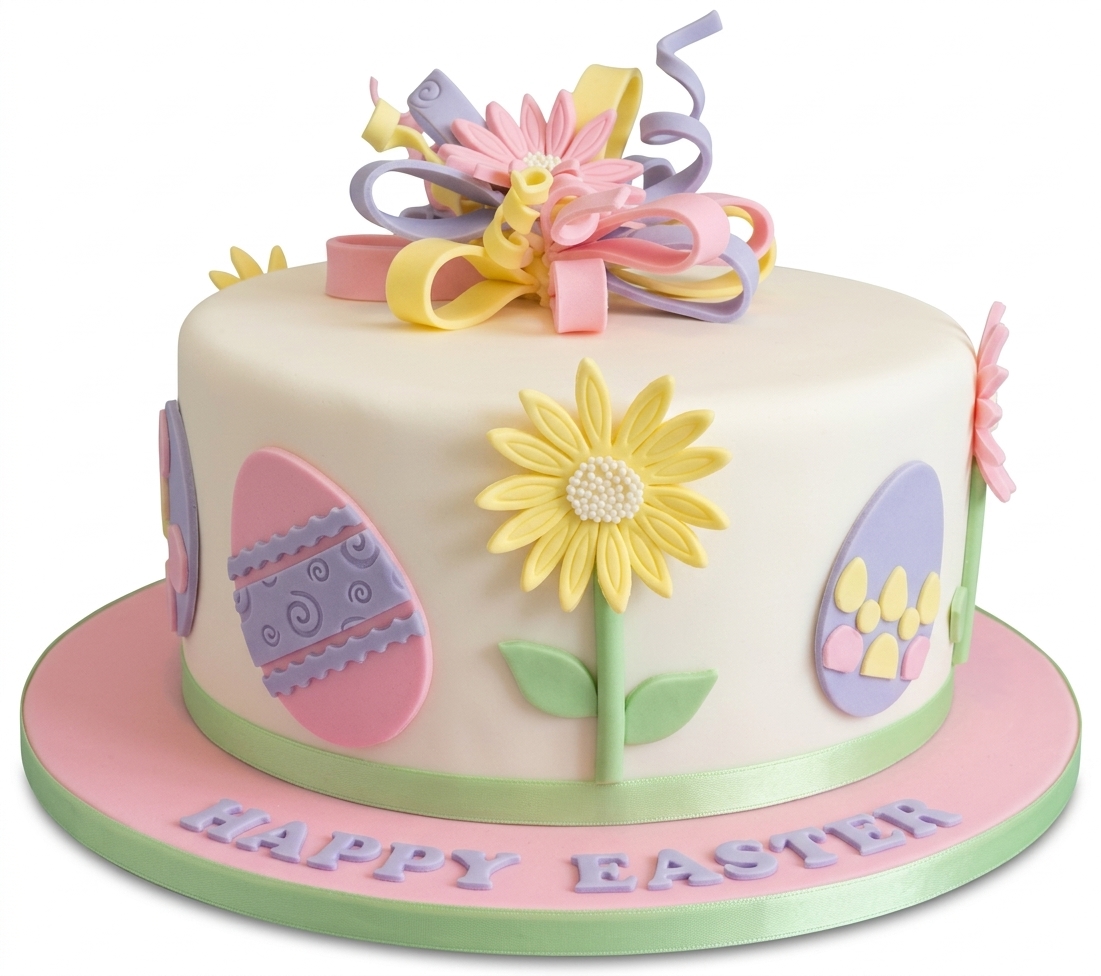 Happy Easter Cake with Floral & Egg Design