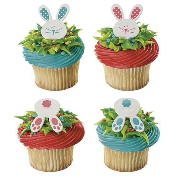 Easter cupcakes with bunny face and tail rings - Pack of 6