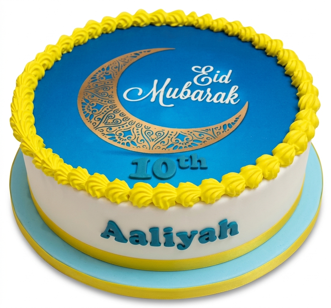 Eid Mubarak Crescent Moon Celebration Cake