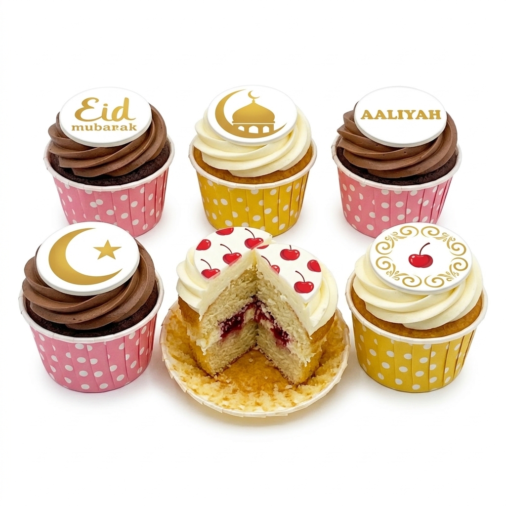 Eid Mubarak Cupcakes with Custom Toppers