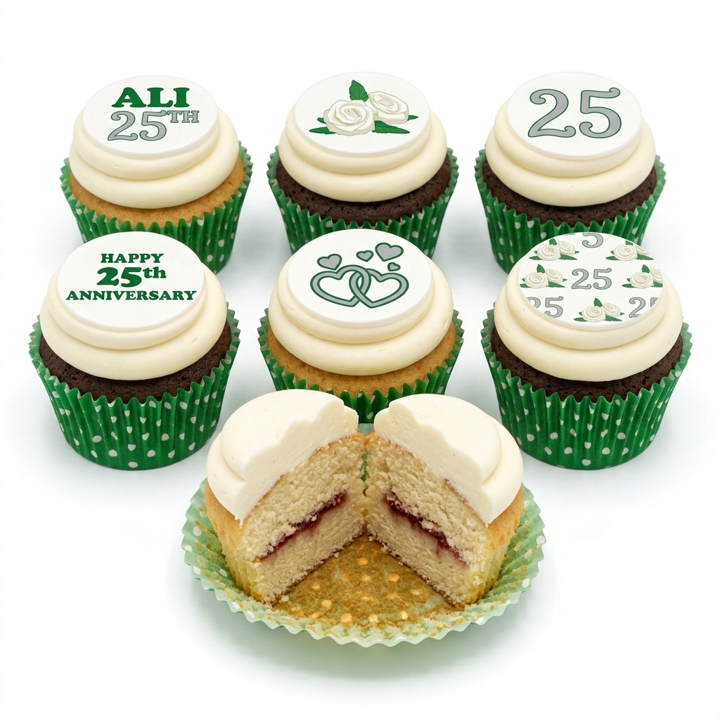 Anniversary Cupcakes with Custom Toppers
