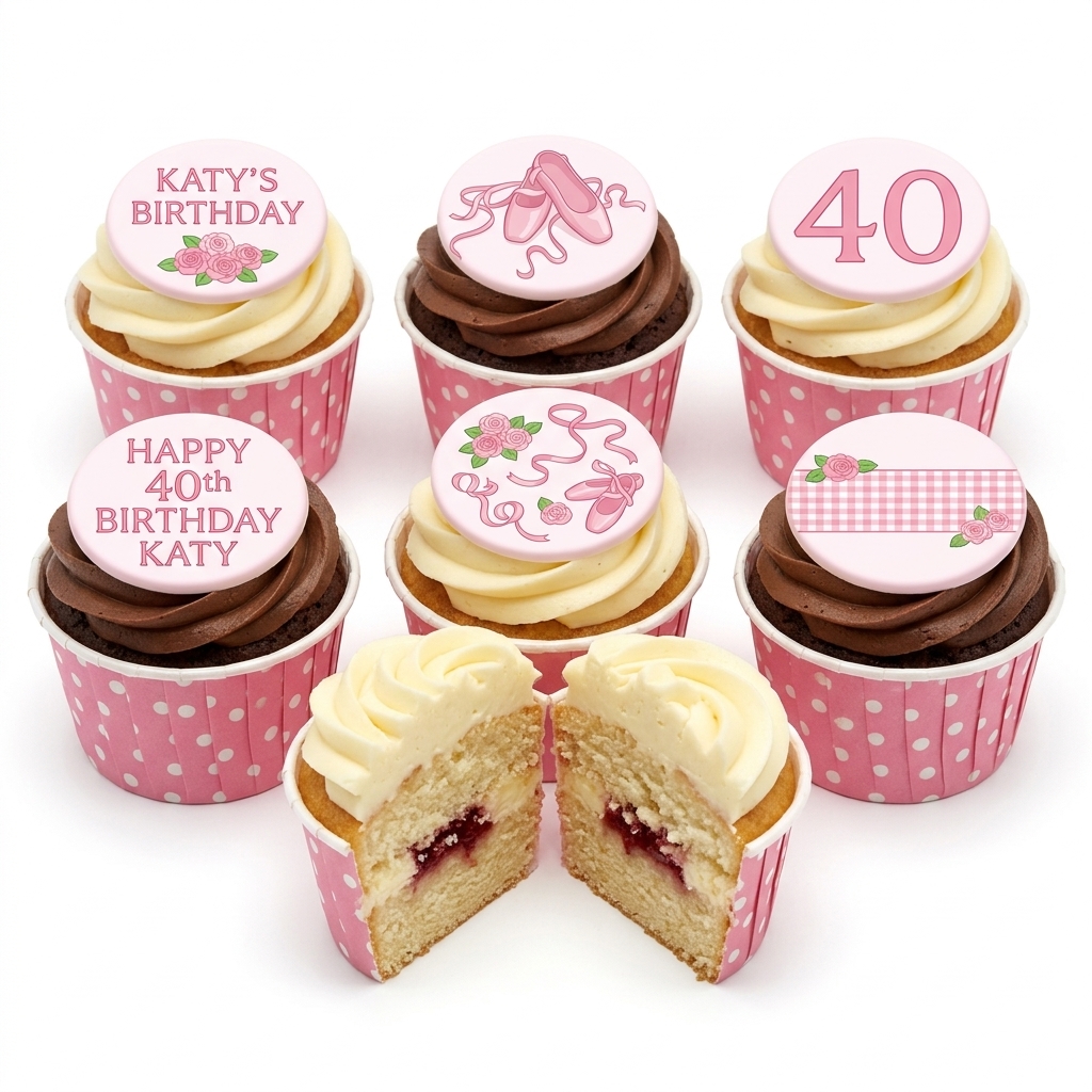 Ballet & Floral Birthday Cupcakes