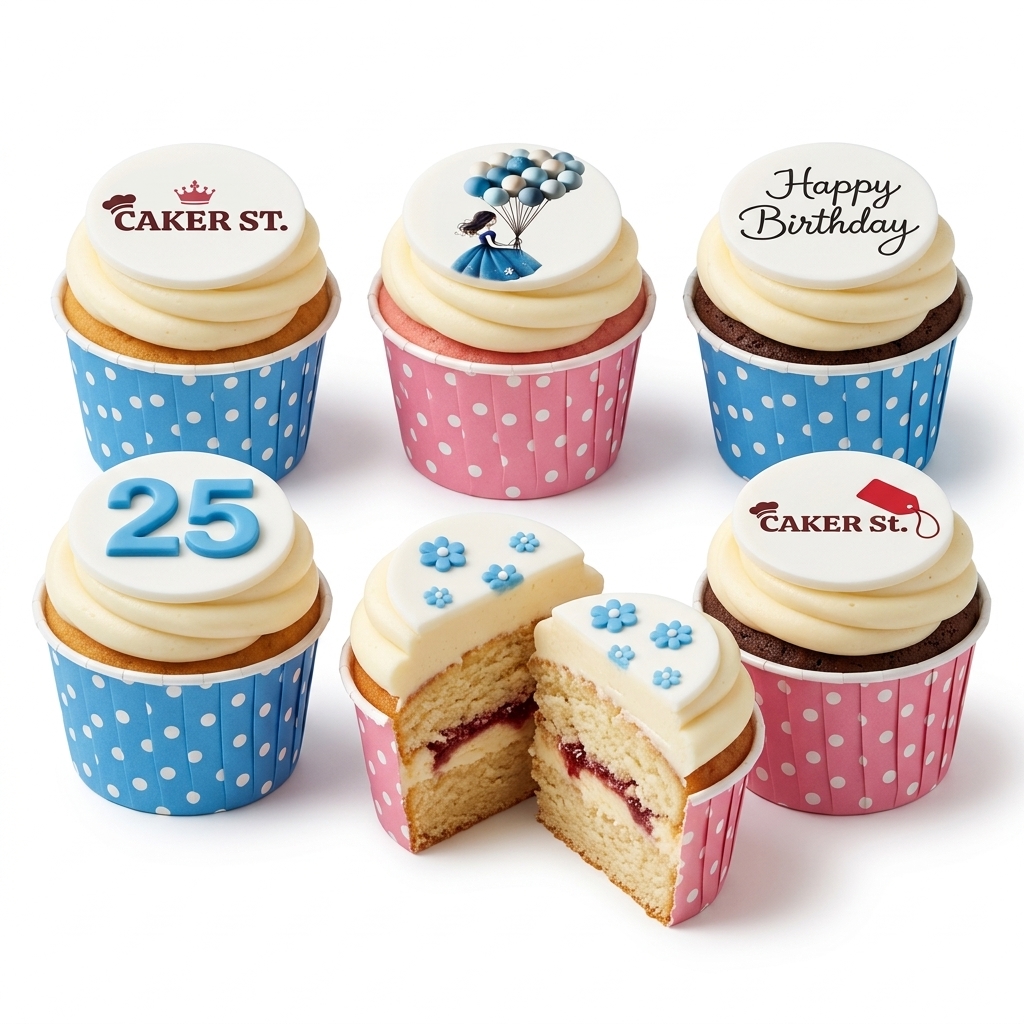 Ladies Birthday Cupcakes with Custom Age Topper