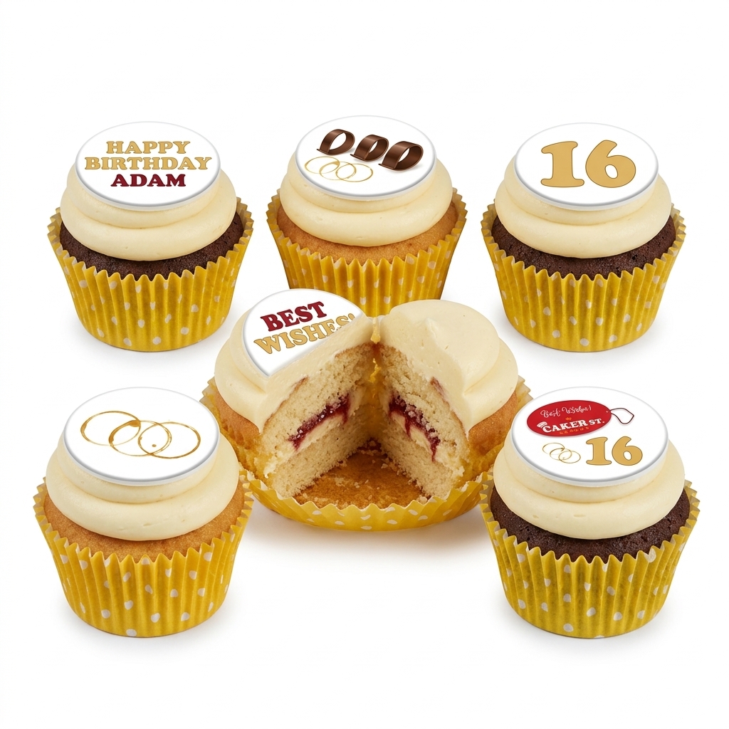 Personalised Birthday Cupcakes with Custom Age Toppers