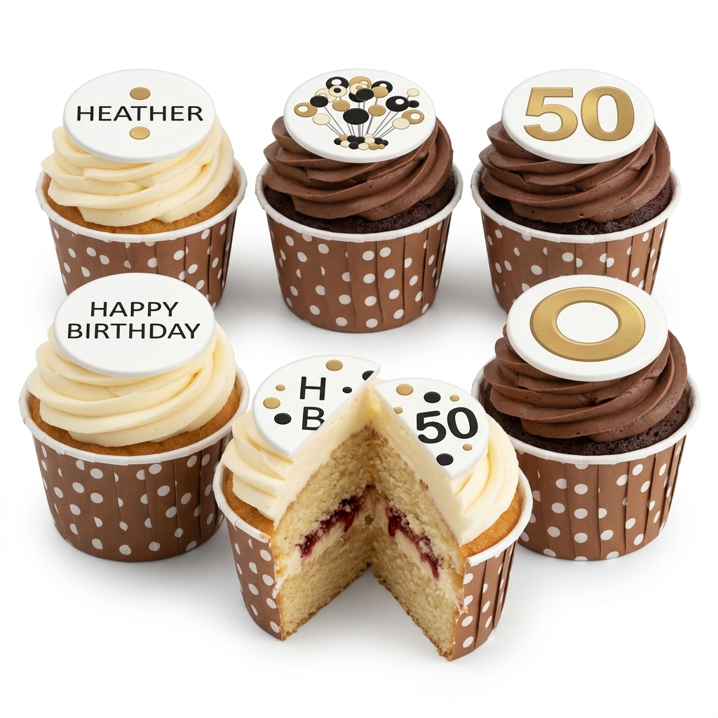 Gold & Black Celebration Adult Birthday Cupcakes