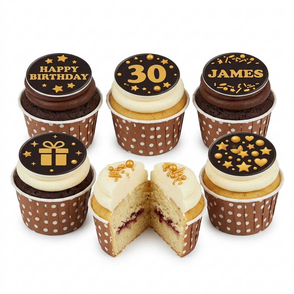 Personalised Gold Birthday Cupcakes with Custom Age