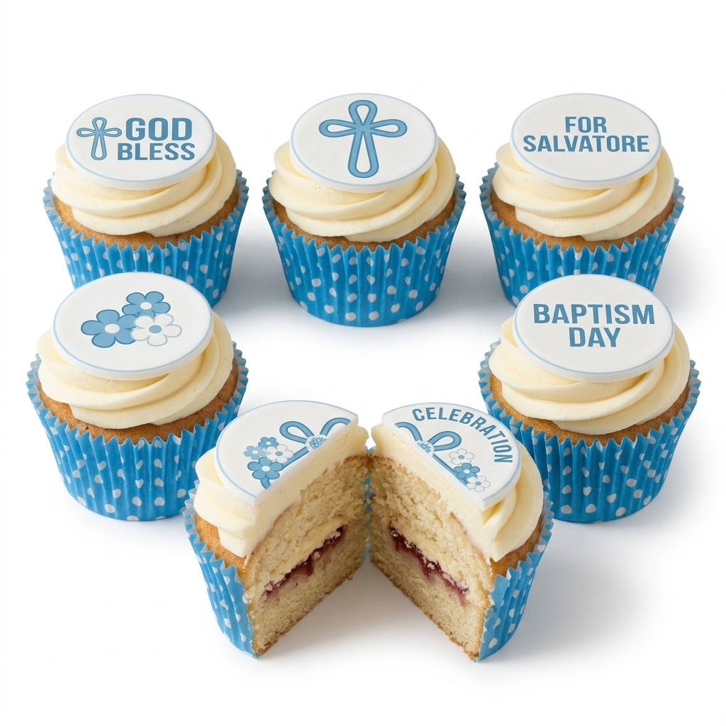 Blue Cross Baptism Cupcakes for Boys