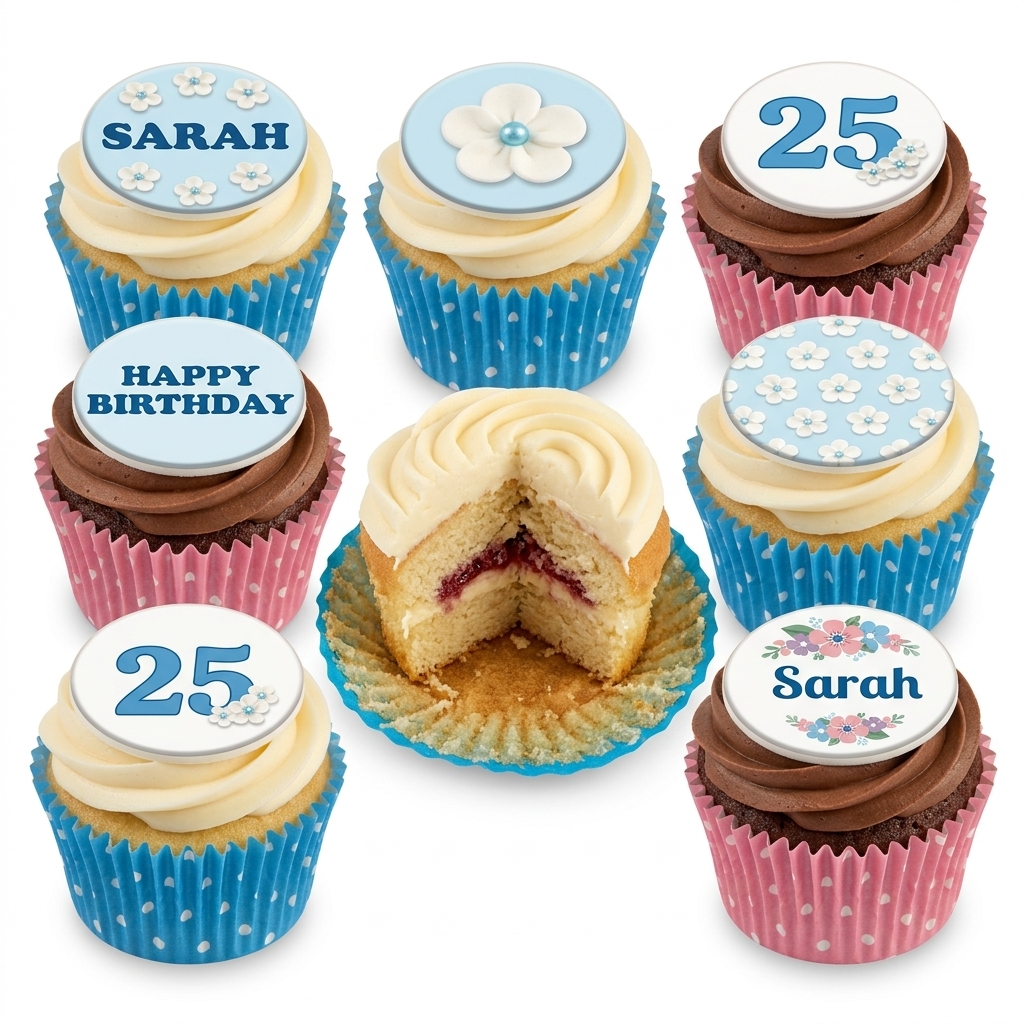 Floral Birthday Cupcakes for Her with Custom Age