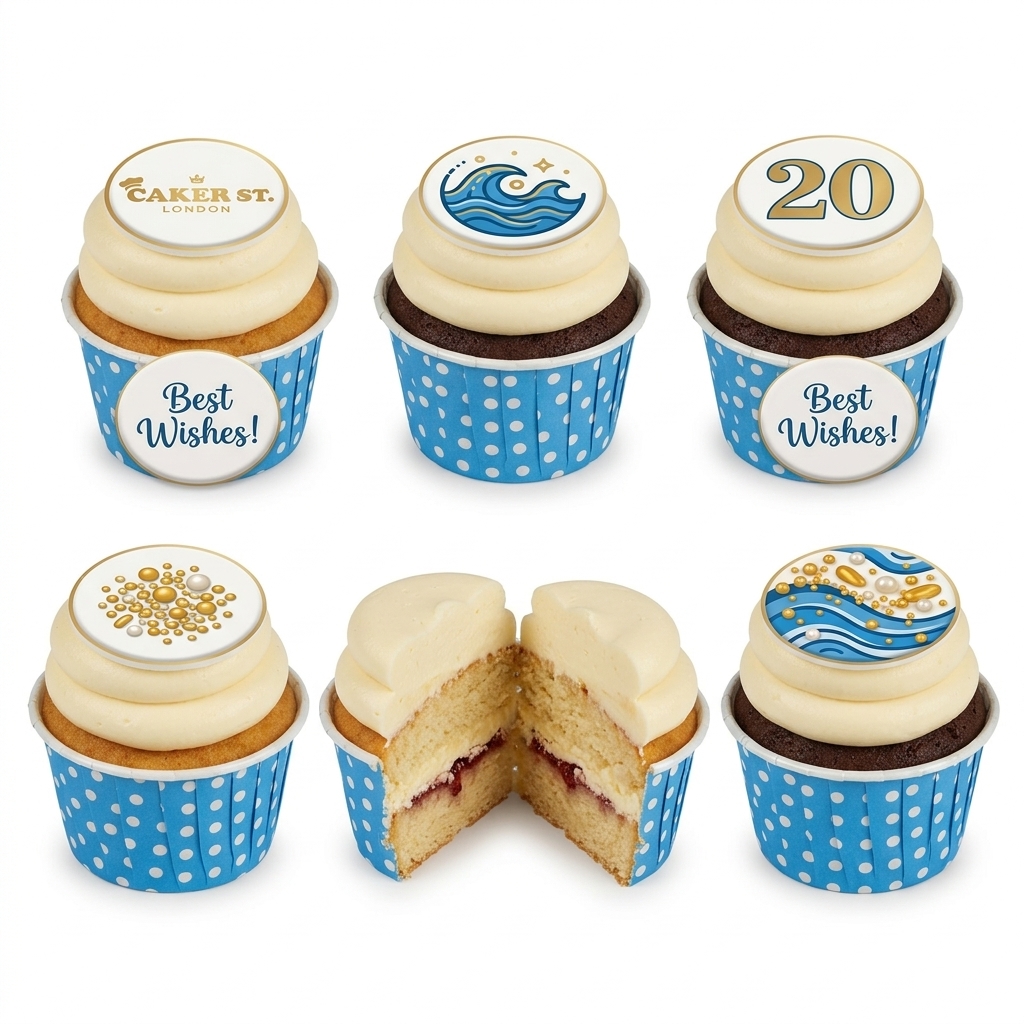 Ocean Wave Birthday Cupcakes with Custom Age Topper
