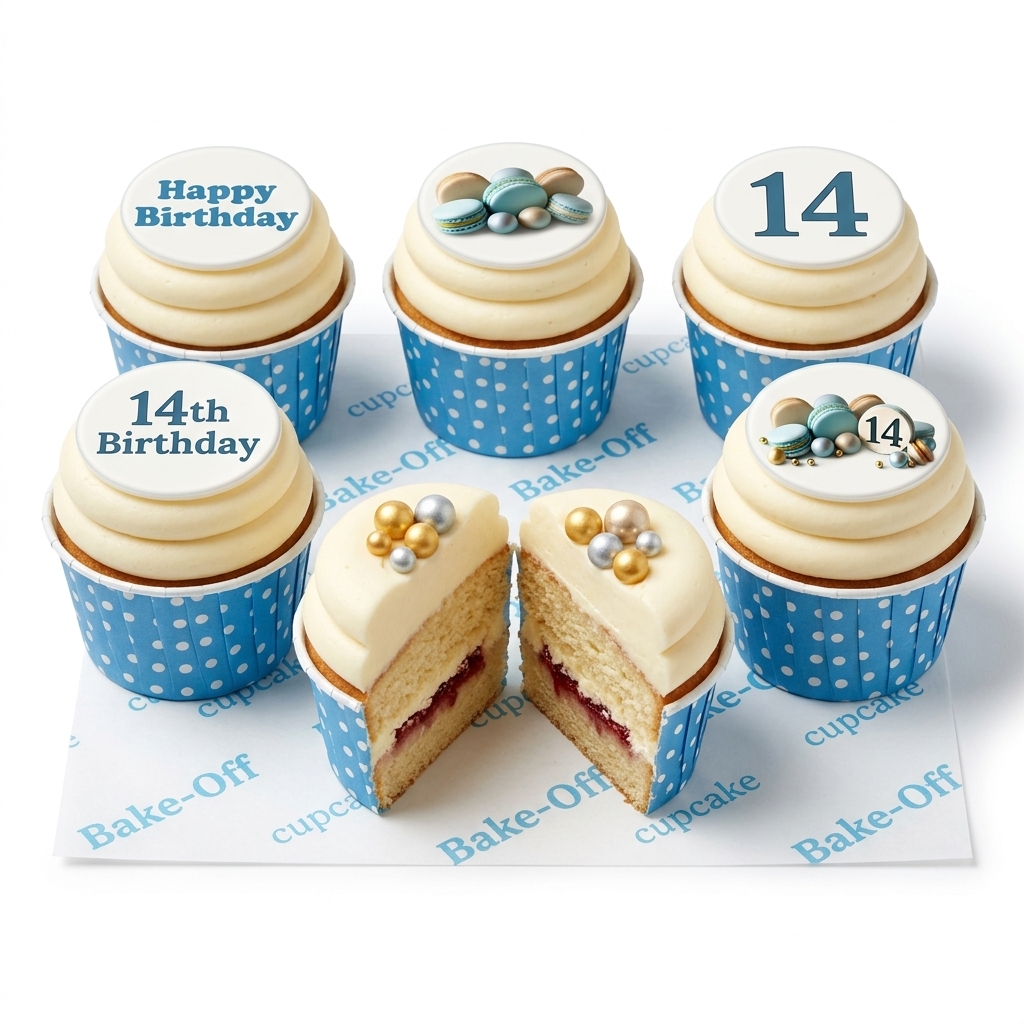 Custom Age Birthday Cupcakes with Macarons & Pearls