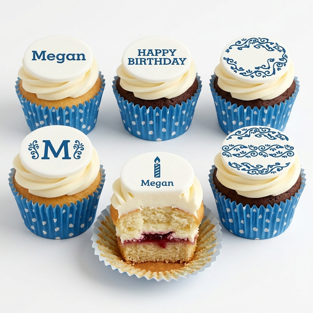 Personalised Birthday Cupcakes with Custom Toppers