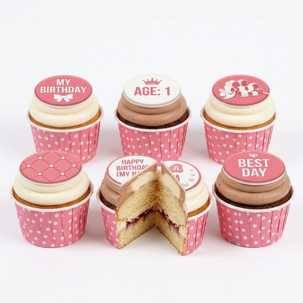 Elegant Pink Birthday Cupcakes