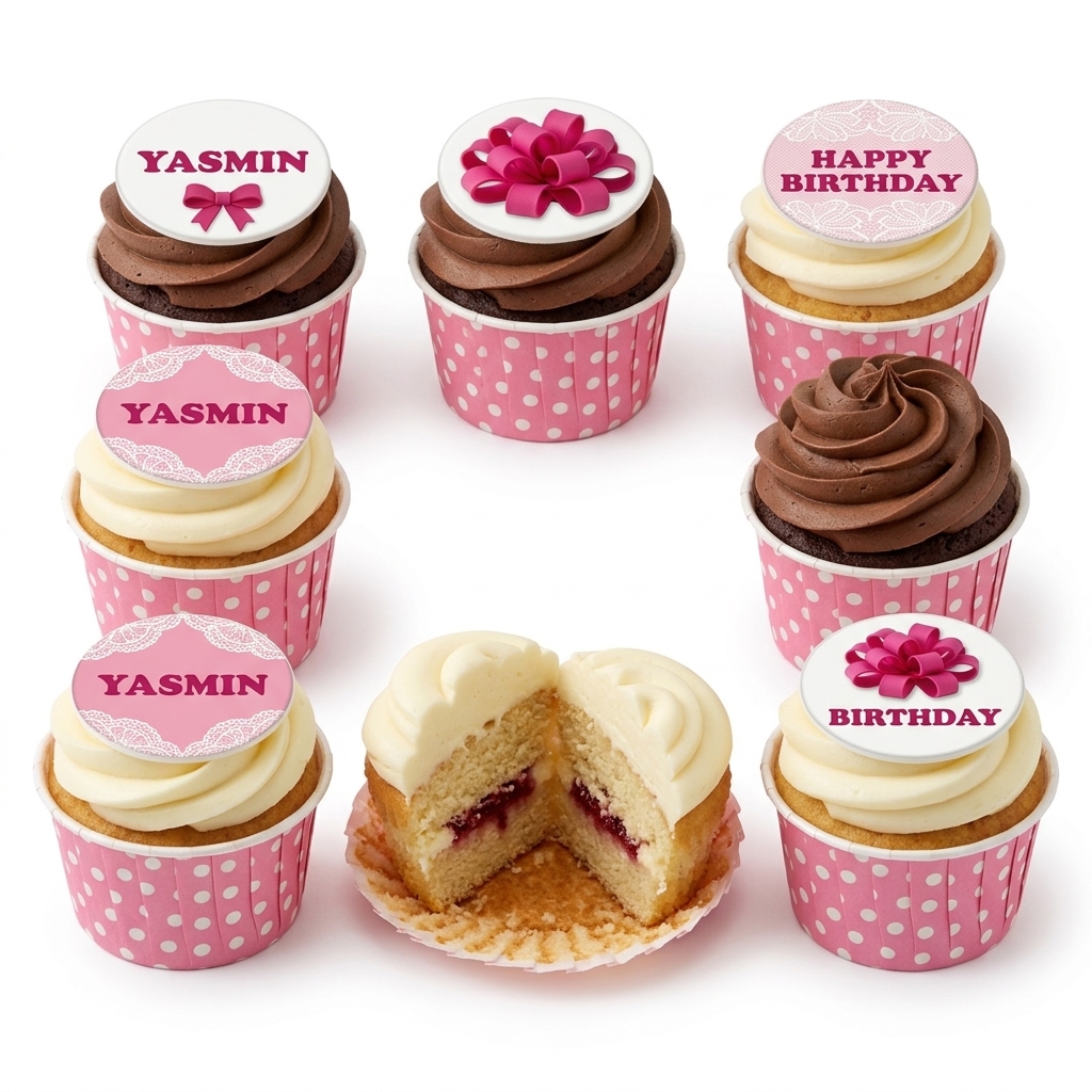 Pink Bow Birthday Cupcakes for Her