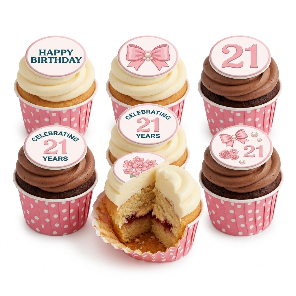 Floral Birthday Cupcakes for Her with Custom Age Topper