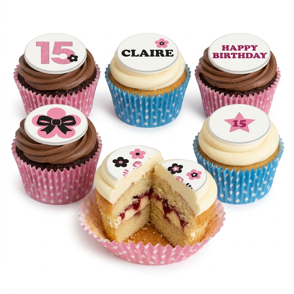 Floral Birthday Cupcakes for Her with Custom Age Topper