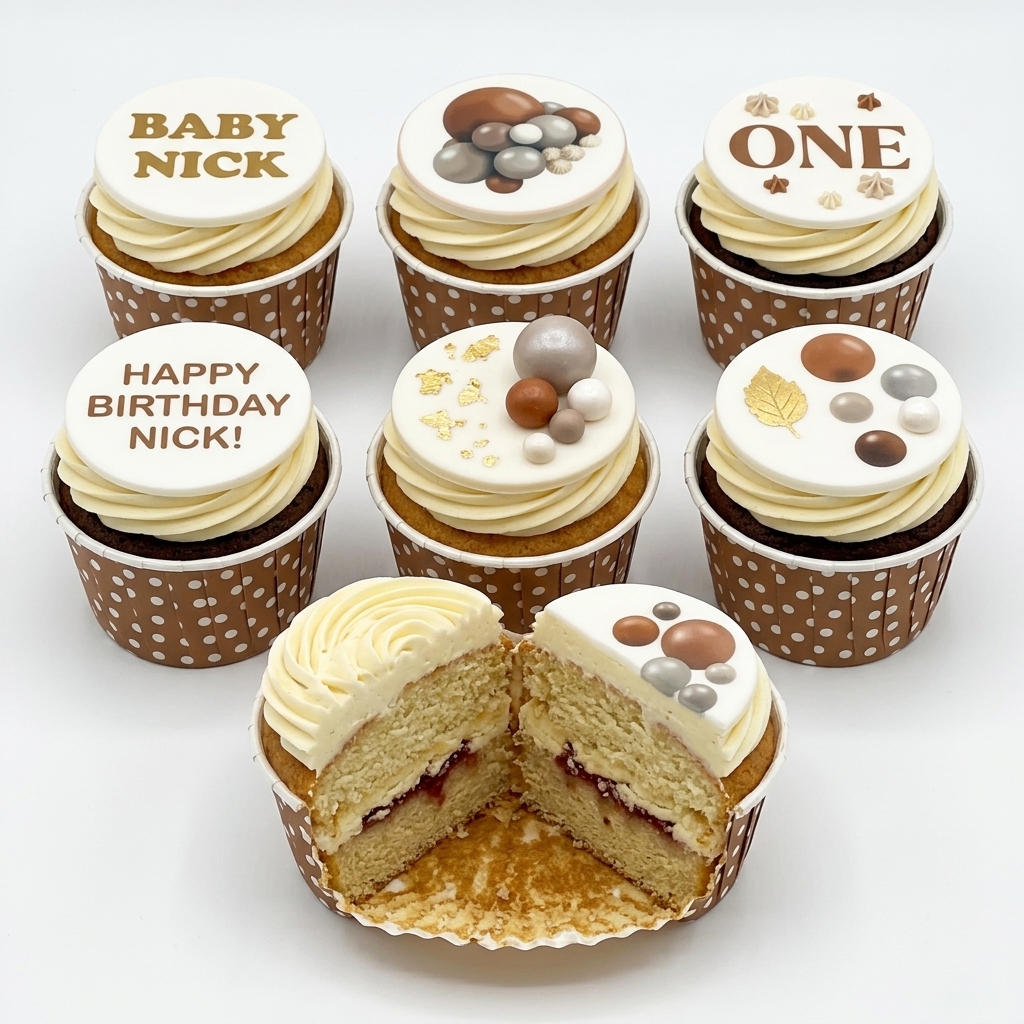 1st Birthday Celebration Cupcakes with Custom Name