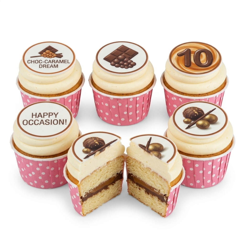Chocolate Caramel Dream Birthday Cupcakes