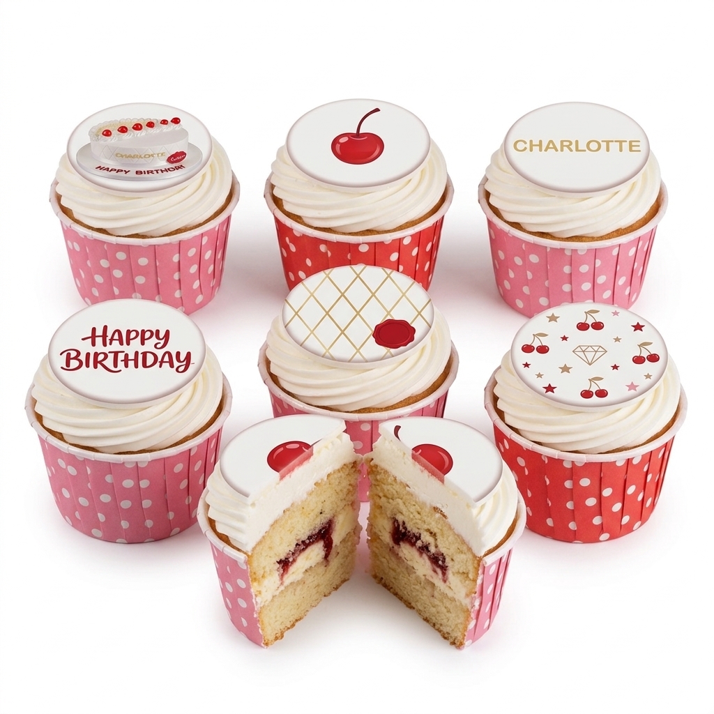 Cherry & Diamond Birthday Cupcakes for Her