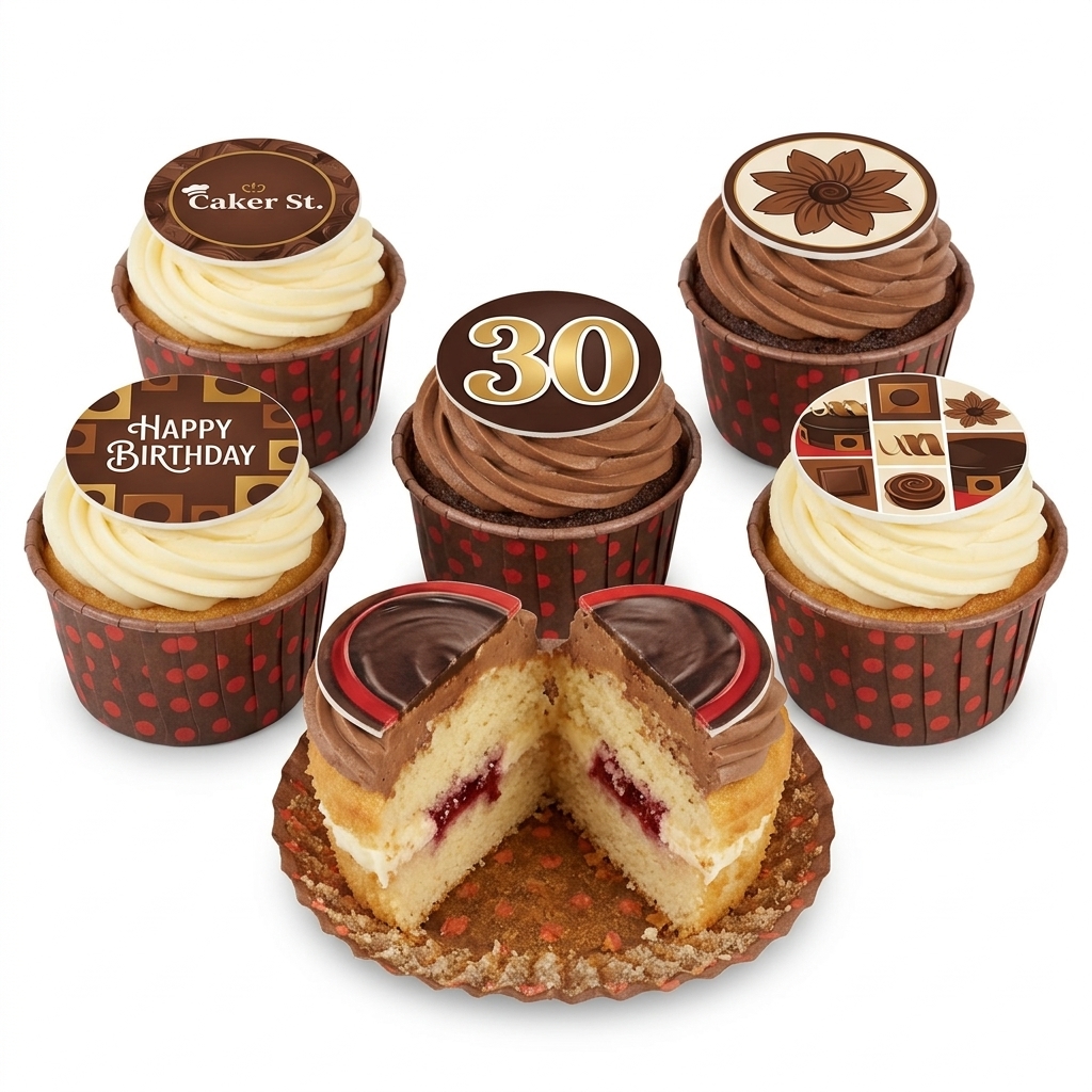 Elegant Chocolate Birthday Cupcakes with Custom Age