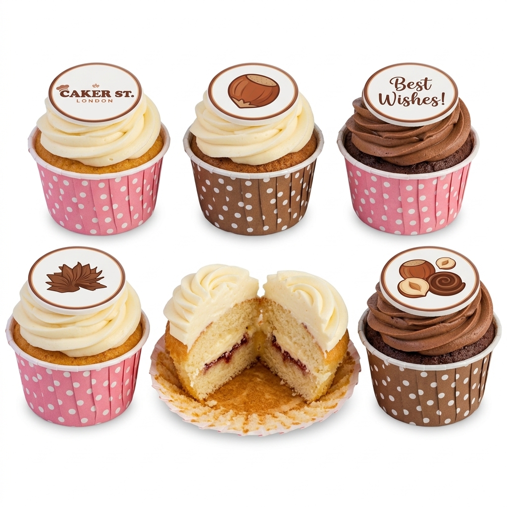 Birthday Cupcakes with Custom Message & Nut Toppers