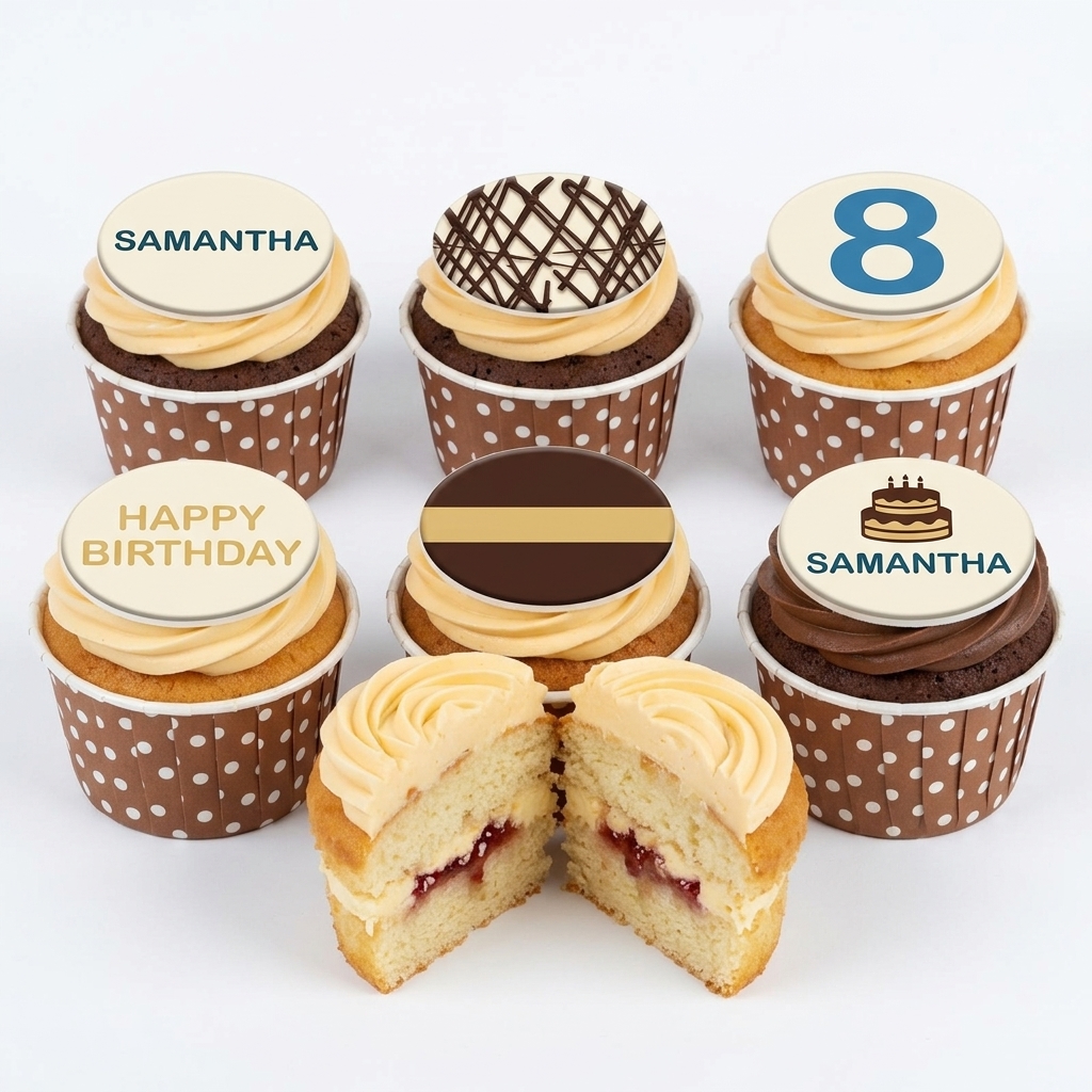 Personalised Birthday Cupcakes with Custom Toppers