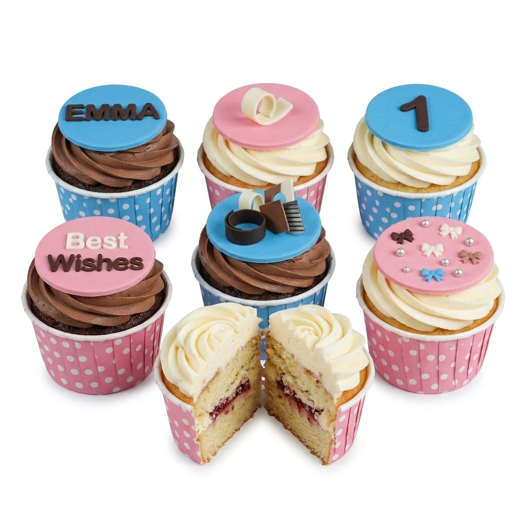 Personalised 1st Birthday Cupcakes with Custom Age Topper