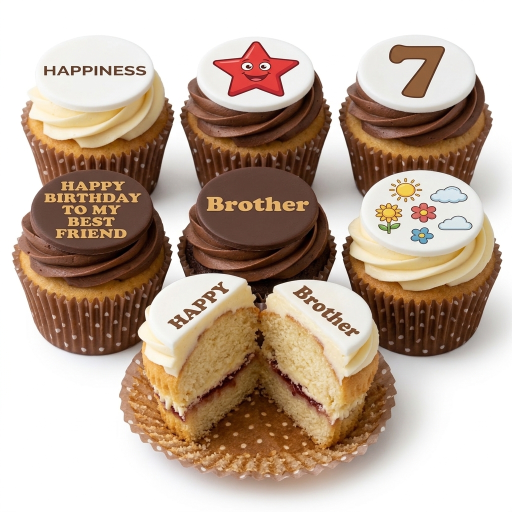 Personalised Birthday Cupcakes for Him with Custom Toppers