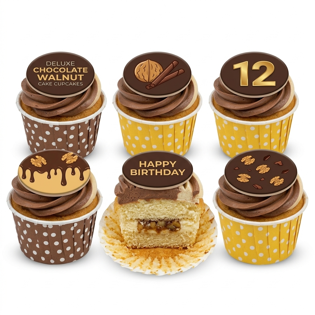 Deluxe Chocolate Walnut Birthday Cupcakes