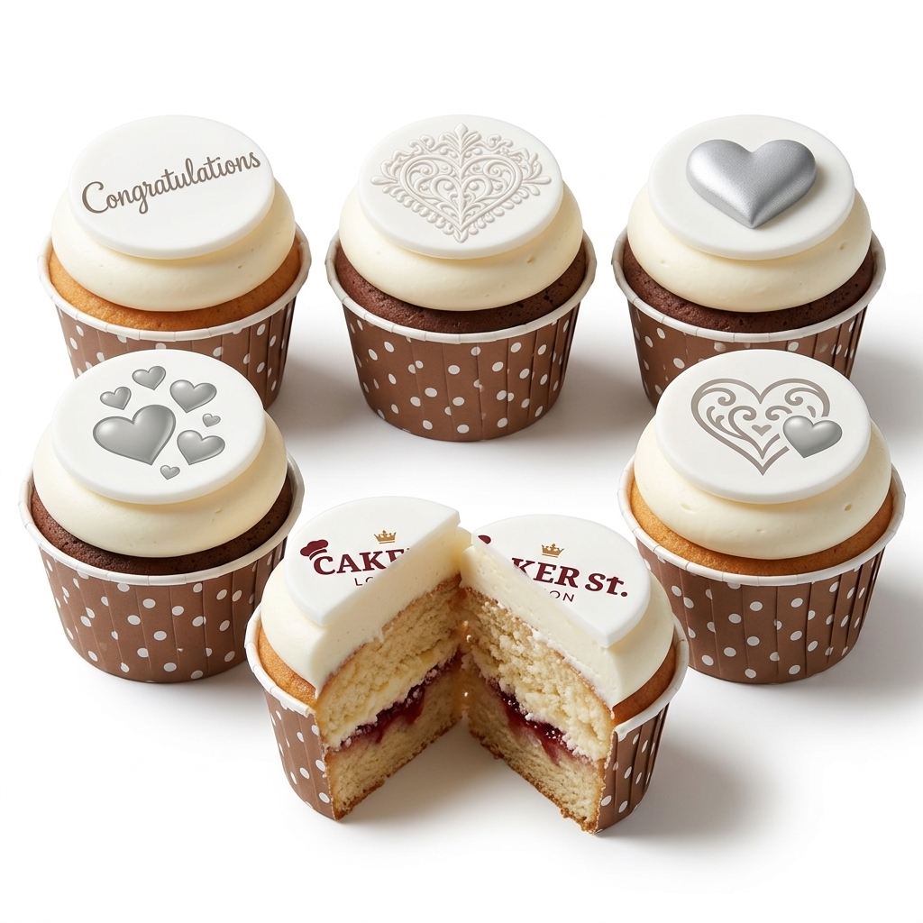 Congratulations Cupcakes with Heart Designs