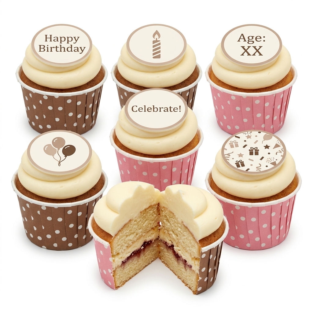 Birthday Celebration Cupcakes with Custom Toppers