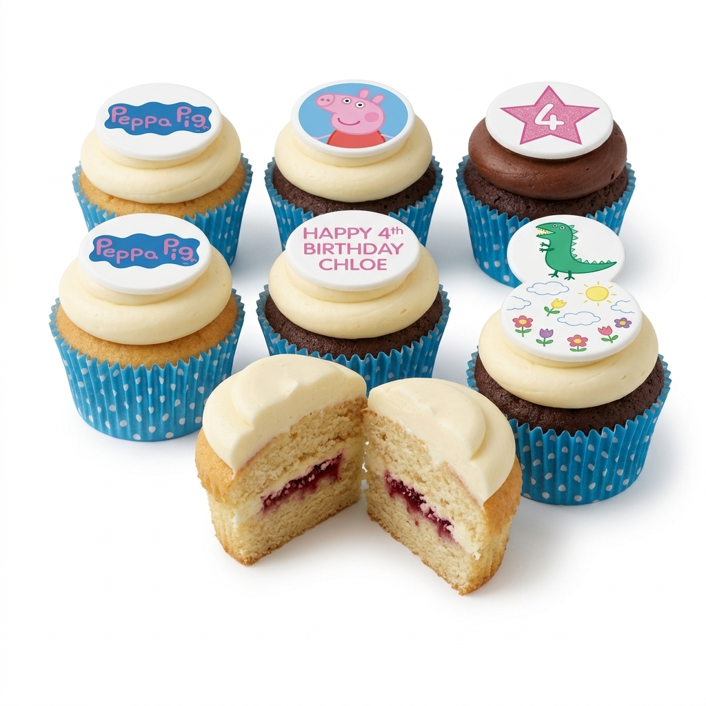 Kids Birthday Cupcakes with Peppa Pig & Custom Designs