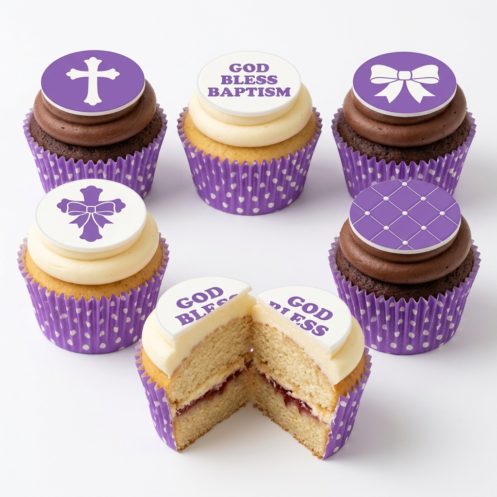 God Bless Baptism Cupcakes