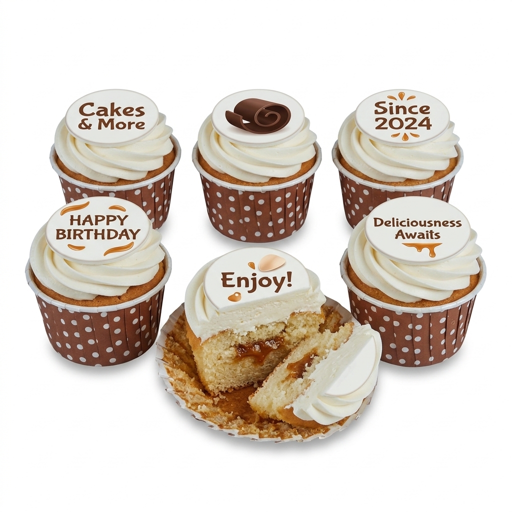 Personalised Birthday Cupcakes with Custom Message Toppers